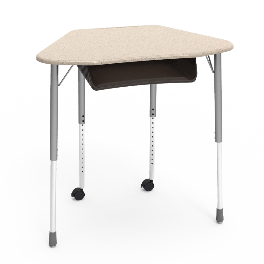 Virco ZUMA Series Hexagon Desk with Book Box Include Casters 33"W x 21"D x 22"-34"H (DESK-ZHEXBOXMC2) - SchoolOutlet