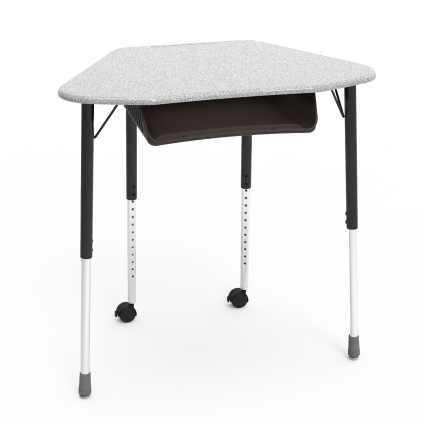 Virco ZUMA Series Hexagon Desk with Book Box Include Casters 33"W x 21"D x 22"-34"H (DESK-ZHEXBOXMC2) - SchoolOutlet