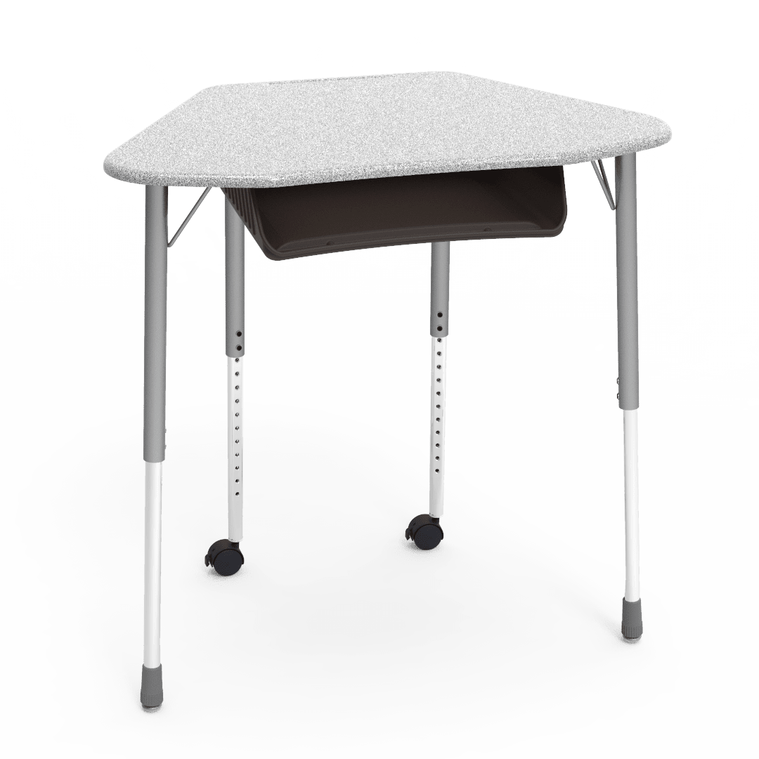 Virco ZUMA Series Hexagon Desk with Book Box Include Casters 33"W x 21"D x 22"-34"H (DESK-ZHEXBOXMC2) - SchoolOutlet