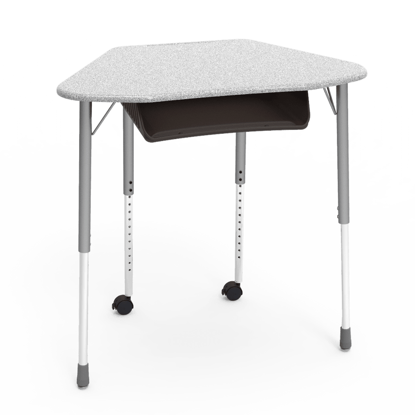 Virco ZUMA Series Hexagon Desk with Book Box Include Casters 33"W x 21"D x 22"-34"H (DESK-ZHEXBOXMC2) - SchoolOutlet