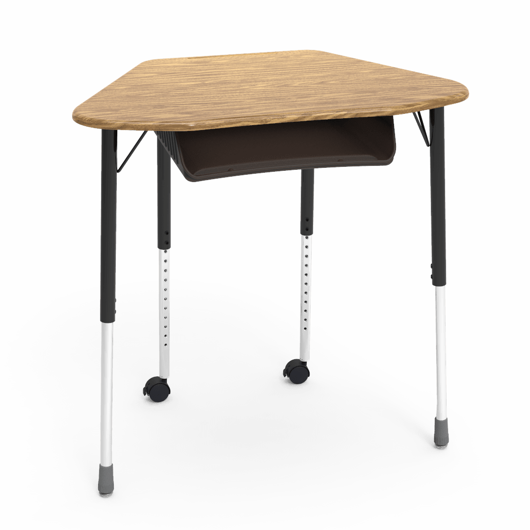 Virco ZUMA Series Hexagon Desk with Book Box Include Casters 33"W x 21"D x 22"-34"H (DESK-ZHEXBOXMC2) - SchoolOutlet