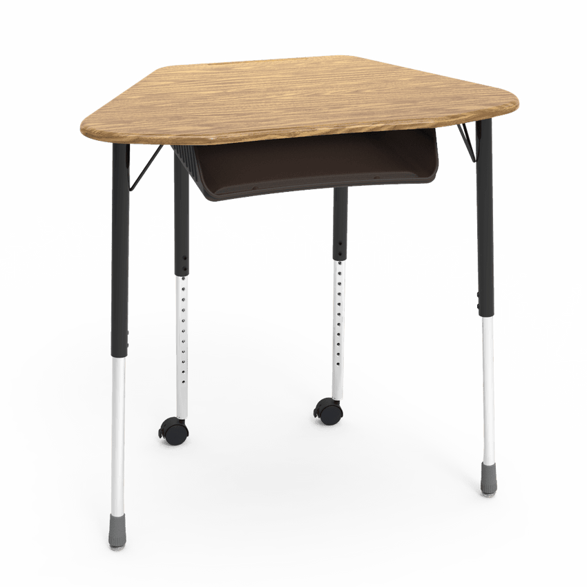 Virco ZUMA Series Hexagon Desk with Book Box Include Casters 33"W x 21"D x 22"-34"H (DESK-ZHEXBOXMC2) - SchoolOutlet