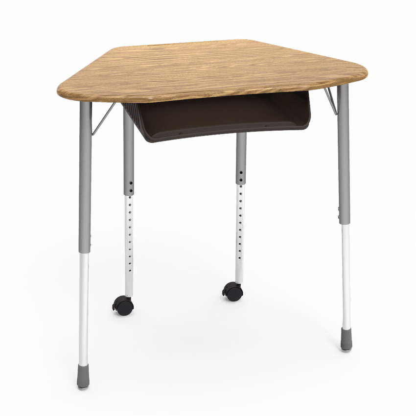 Virco ZUMA Series Hexagon Desk with Book Box Include Casters 33"W x 21"D x 22"-34"H (DESK-ZHEXBOXMC2) - SchoolOutlet