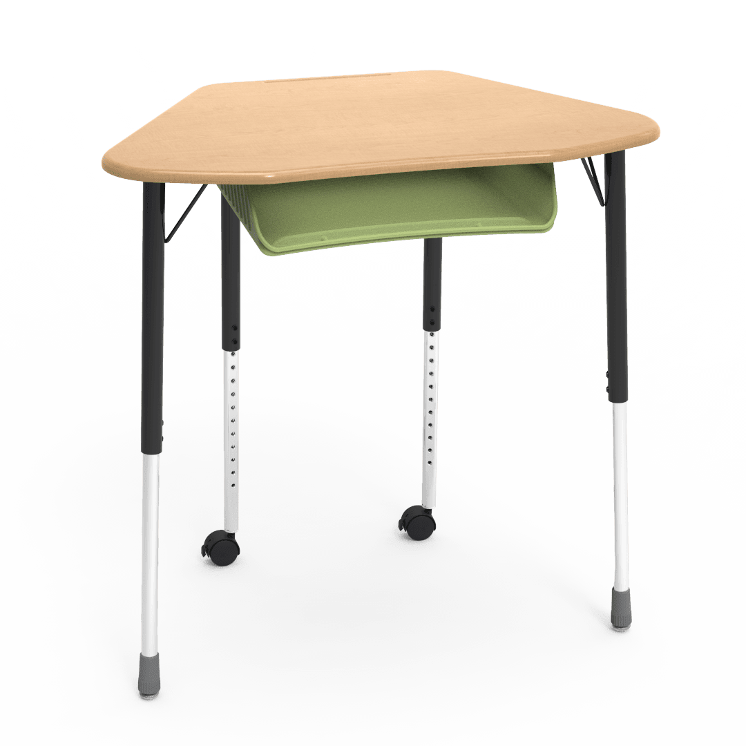 Virco ZUMA Series Hexagon Desk with Book Box Include Casters 33"W x 21"D x 22"-34"H (DESK-ZHEXBOXMC2) - SchoolOutlet