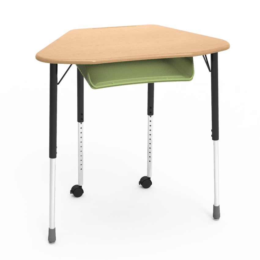 Virco ZUMA Series Hexagon Desk with Book Box Include Casters 33"W x 21"D x 22"-34"H (DESK-ZHEXBOXMC2) - SchoolOutlet