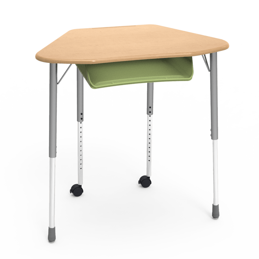Virco ZUMA Series Hexagon Desk with Book Box Include Casters 33"W x 21"D x 22"-34"H (DESK-ZHEXBOXMC2) - SchoolOutlet