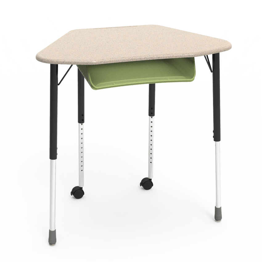 Virco ZUMA Series Hexagon Desk with Book Box Include Casters 33"W x 21"D x 22"-34"H (DESK-ZHEXBOXMC2) - SchoolOutlet