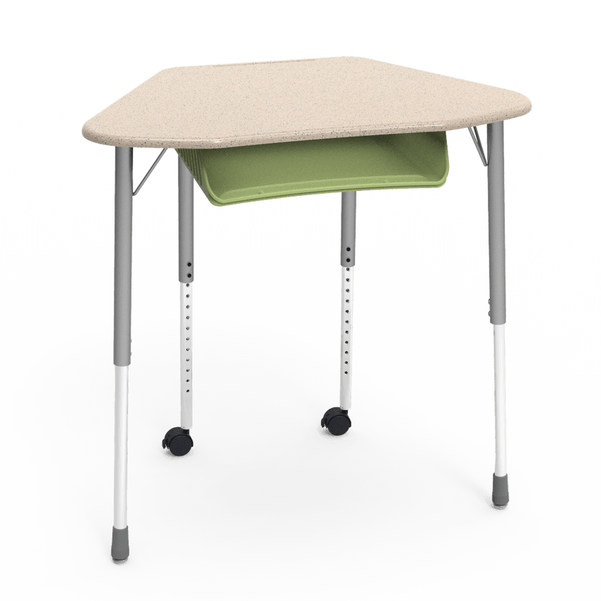 Virco ZUMA Series Hexagon Desk with Book Box Include Casters 33"W x 21"D x 22"-34"H (DESK-ZHEXBOXMC2) - SchoolOutlet