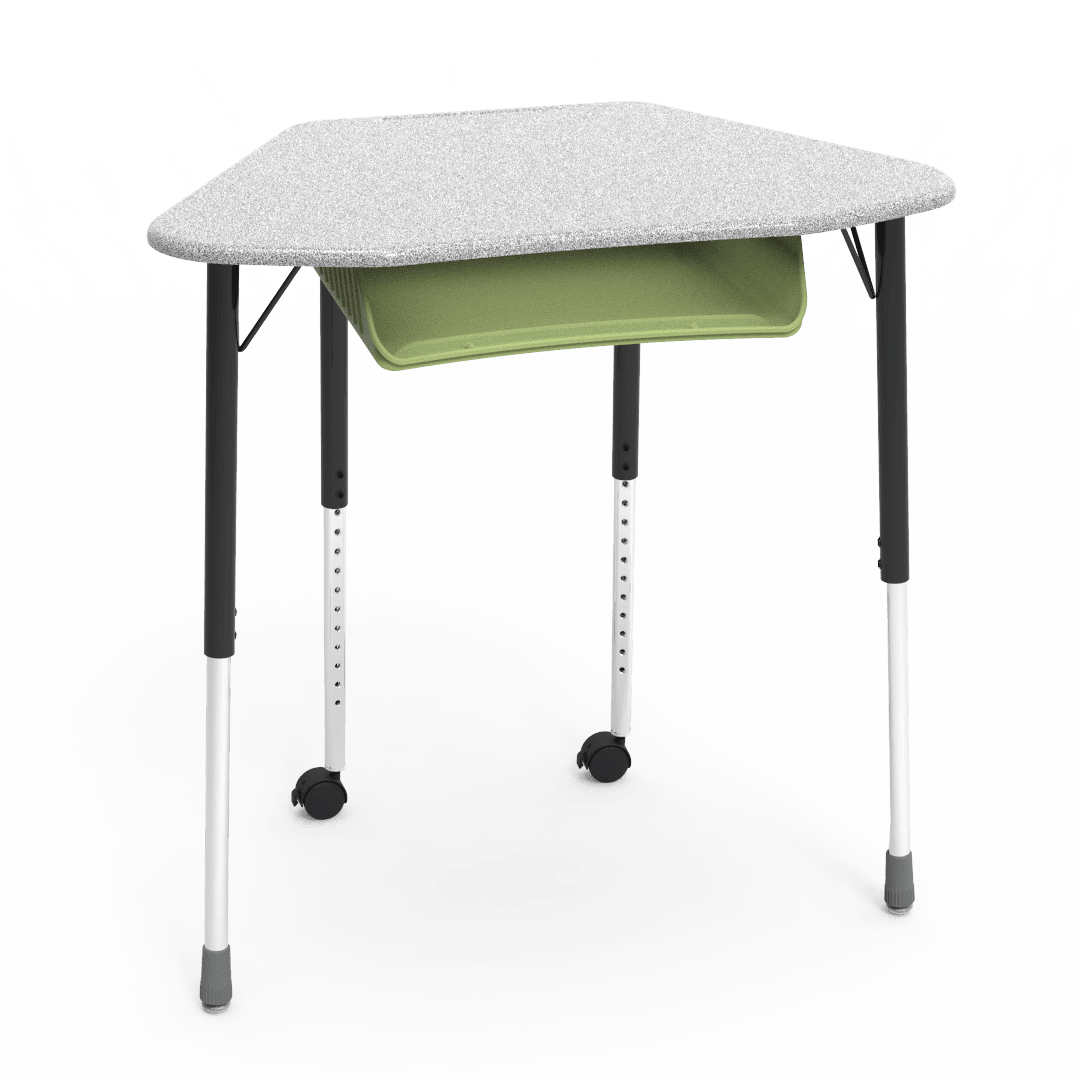 Virco ZUMA Series Hexagon Desk with Book Box Include Casters 33"W x 21"D x 22"-34"H (DESK-ZHEXBOXMC2) - SchoolOutlet