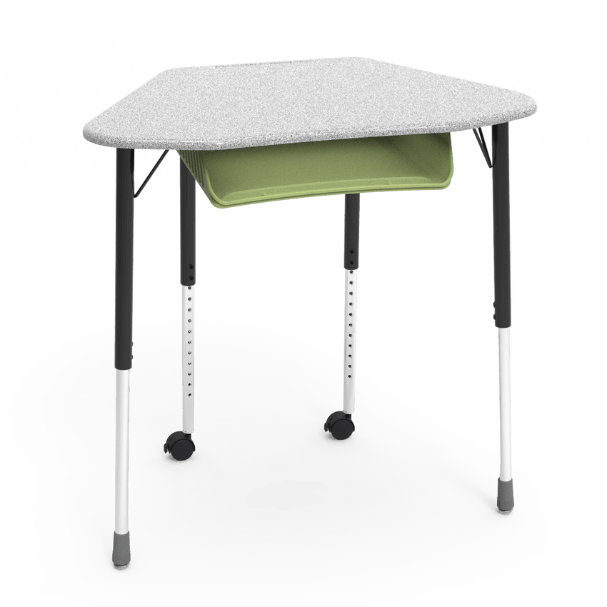 Virco ZUMA Series Hexagon Desk with Book Box Include Casters 33"W x 21"D x 22"-34"H (DESK-ZHEXBOXMC2) - SchoolOutlet
