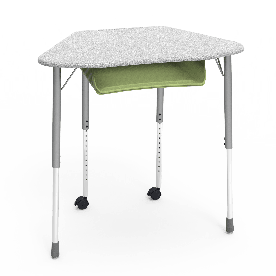 Virco ZUMA Series Hexagon Desk with Book Box Include Casters 33"W x 21"D x 22"-34"H (DESK-ZHEXBOXMC2) - SchoolOutlet