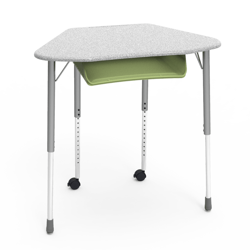 Virco ZUMA Series Hexagon Desk with Book Box Include Casters 33"W x 21"D x 22"-34"H (DESK-ZHEXBOXMC2) - SchoolOutlet