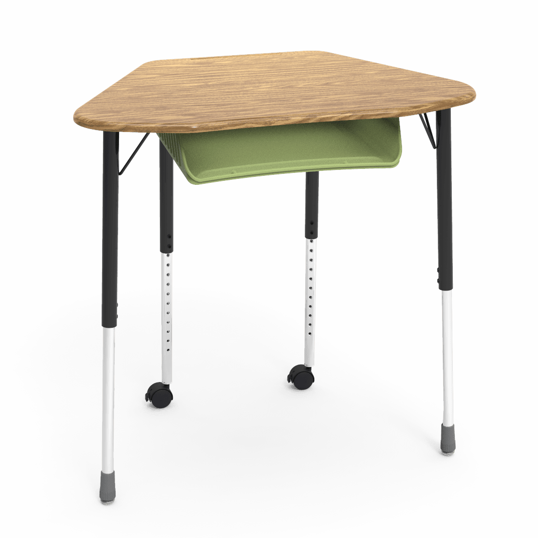 Virco ZUMA Series Hexagon Desk with Book Box Include Casters 33"W x 21"D x 22"-34"H (DESK-ZHEXBOXMC2) - SchoolOutlet