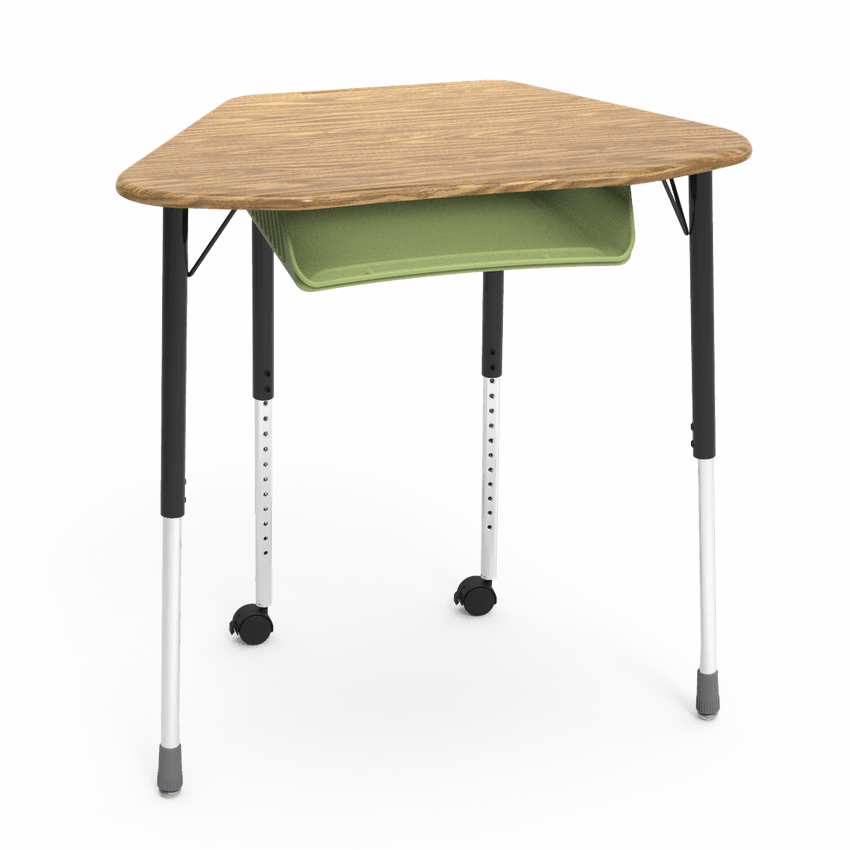 Virco ZUMA Series Hexagon Desk with Book Box Include Casters 33"W x 21"D x 22"-34"H (DESK-ZHEXBOXMC2) - SchoolOutlet