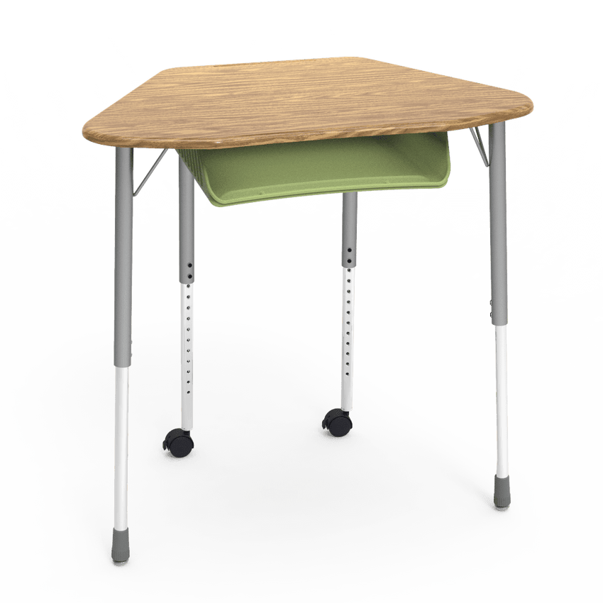Virco ZUMA Series Hexagon Desk with Book Box Include Casters 33"W x 21"D x 22"-34"H (DESK-ZHEXBOXMC2) - SchoolOutlet