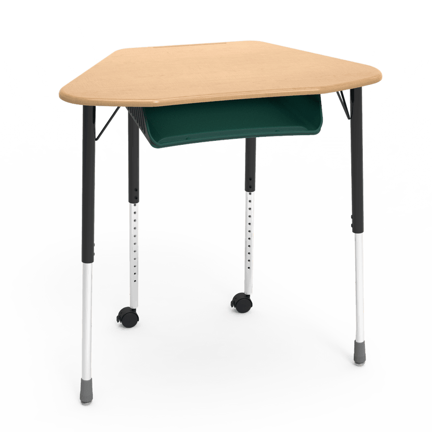 Virco ZUMA Series Hexagon Desk with Book Box Include Casters 33"W x 21"D x 22"-34"H (DESK-ZHEXBOXMC2) - SchoolOutlet
