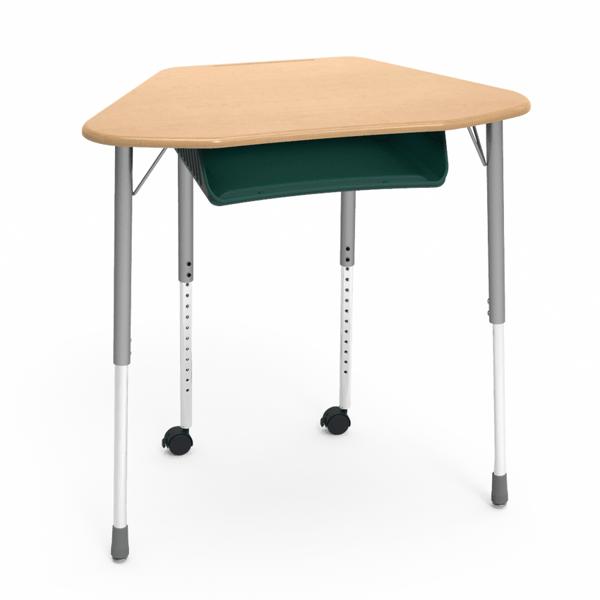 Virco ZUMA Series Hexagon Desk with Book Box Include Casters 33"W x 21"D x 22"-34"H (DESK-ZHEXBOXMC2) - SchoolOutlet