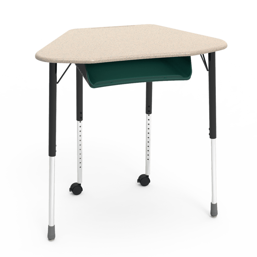 Virco ZUMA Series Hexagon Desk with Book Box Include Casters 33"W x 21"D x 22"-34"H (DESK-ZHEXBOXMC2) - SchoolOutlet