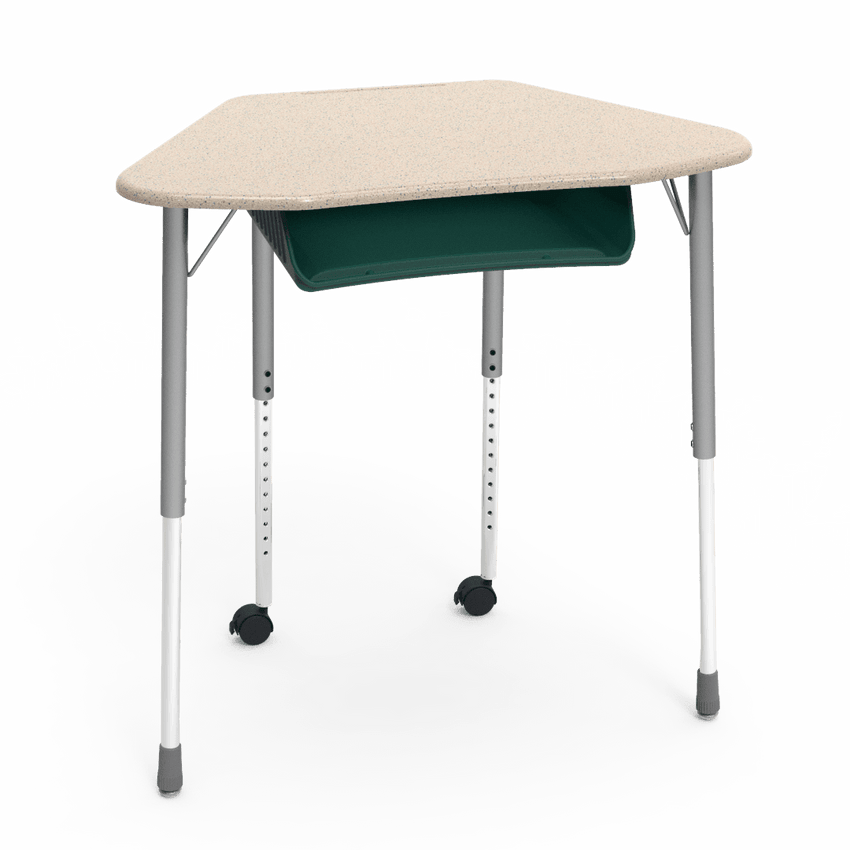 Virco ZUMA Series Hexagon Desk with Book Box Include Casters 33"W x 21"D x 22"-34"H (DESK-ZHEXBOXMC2) - SchoolOutlet