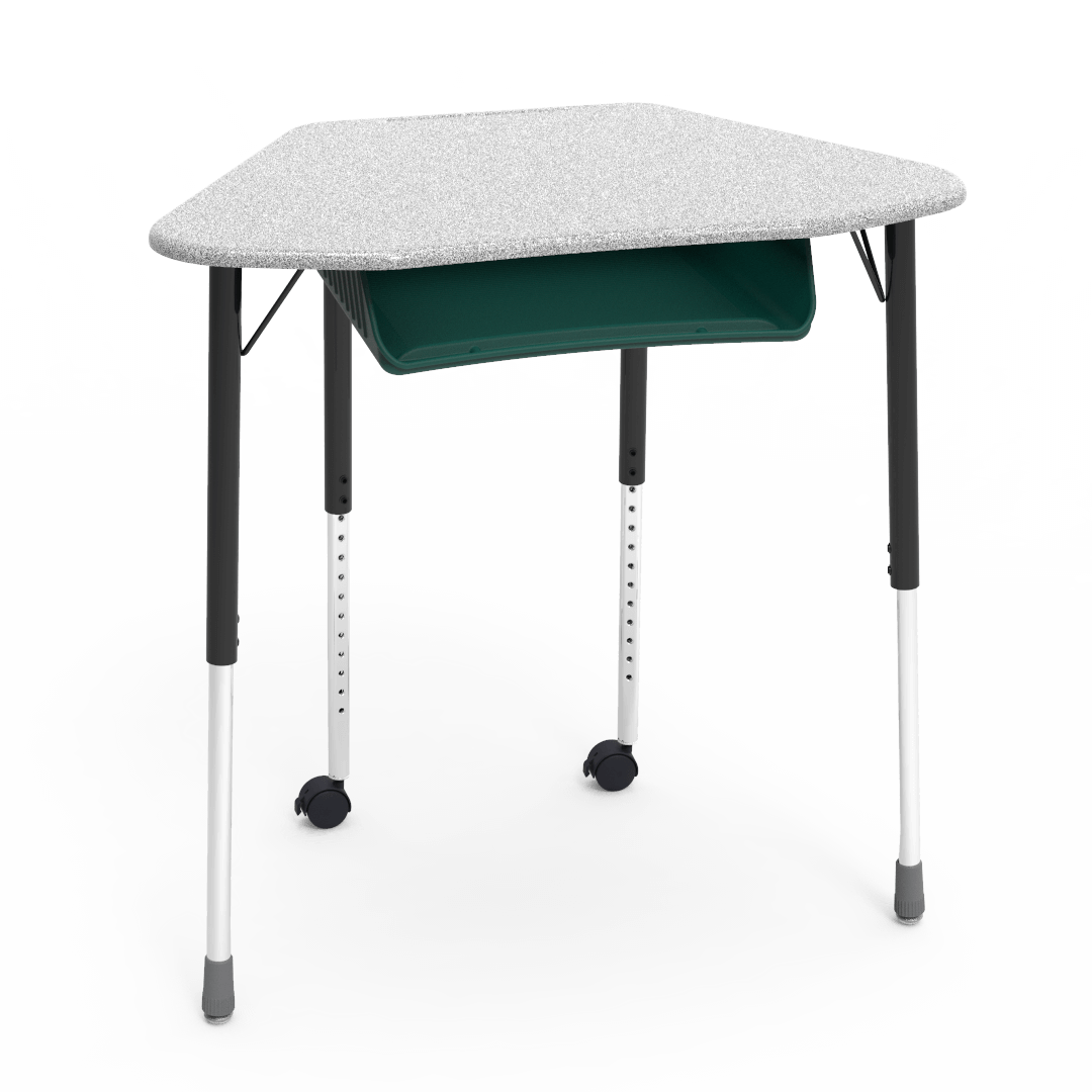 Virco ZUMA Series Hexagon Desk with Book Box Include Casters 33"W x 21"D x 22"-34"H (DESK-ZHEXBOXMC2) - SchoolOutlet