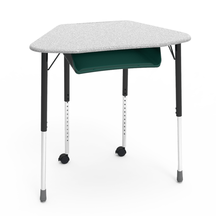 Virco ZUMA Series Hexagon Desk with Book Box Include Casters 33"W x 21"D x 22"-34"H (DESK-ZHEXBOXMC2) - SchoolOutlet