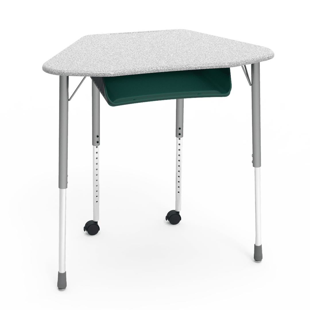 Virco ZUMA Series Hexagon Desk with Book Box Include Casters 33"W x 21"D x 22"-34"H (DESK-ZHEXBOXMC2) - SchoolOutlet