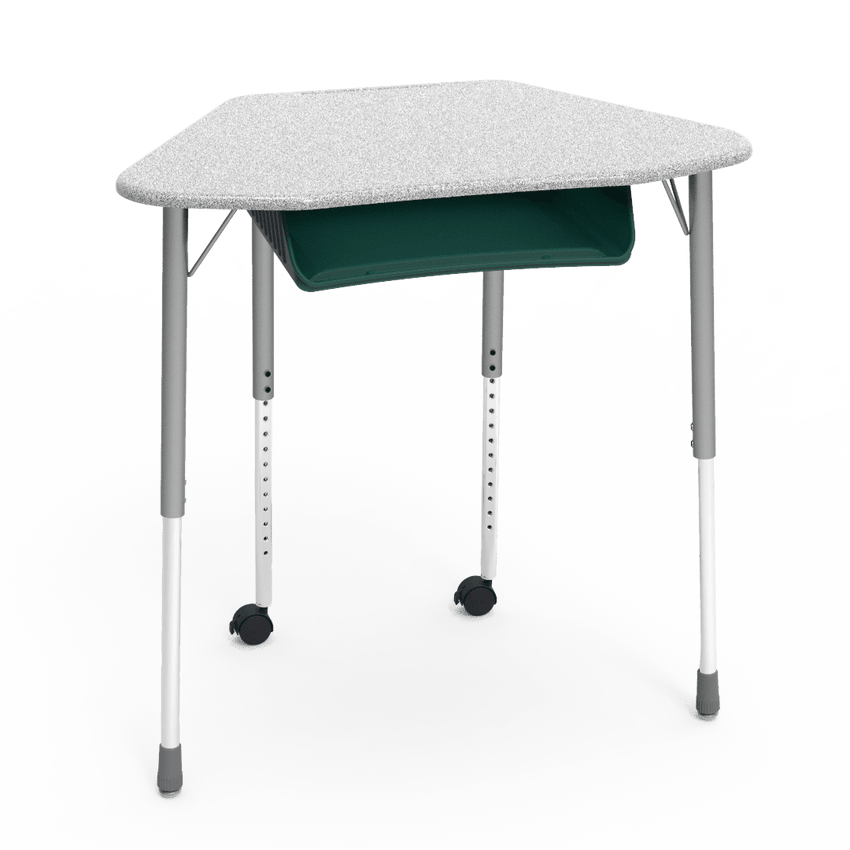 Virco ZUMA Series Hexagon Desk with Book Box Include Casters 33"W x 21"D x 22"-34"H (DESK-ZHEXBOXMC2) - SchoolOutlet