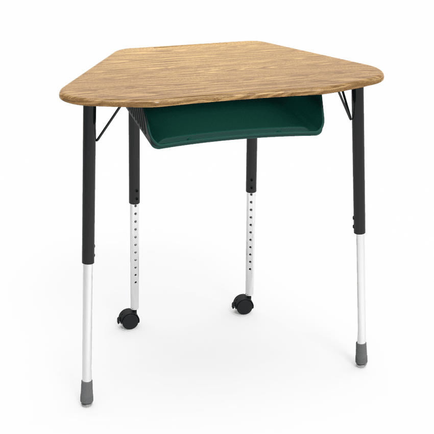 Virco ZUMA Series Hexagon Desk with Book Box Include Casters 33"W x 21"D x 22"-34"H (DESK-ZHEXBOXMC2) - SchoolOutlet