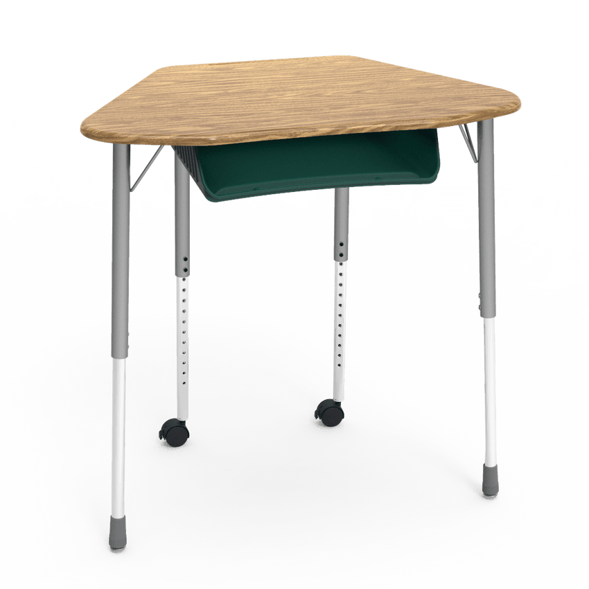 Virco ZUMA Series Hexagon Desk with Book Box Include Casters 33"W x 21"D x 22"-34"H (DESK-ZHEXBOXMC2) - SchoolOutlet
