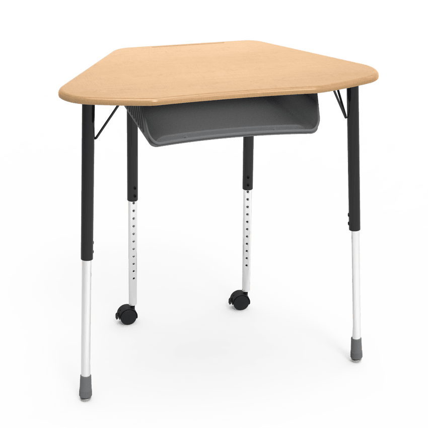 Virco ZUMA Series Hexagon Desk with Book Box Include Casters 33"W x 21"D x 22"-34"H (DESK-ZHEXBOXMC2) - SchoolOutlet