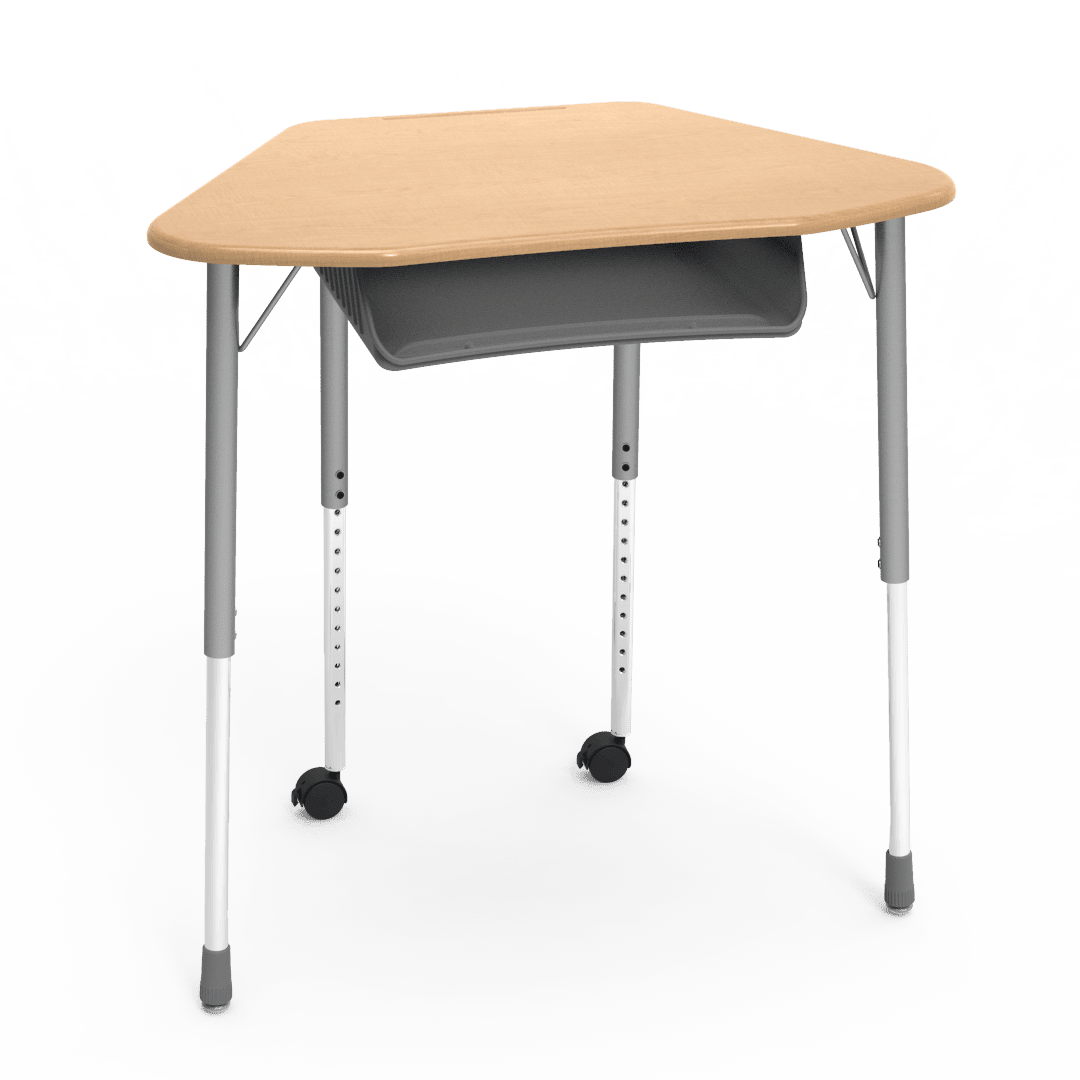 Virco ZUMA Series Hexagon Desk with Book Box Include Casters 33"W x 21"D x 22"-34"H (DESK-ZHEXBOXMC2) - SchoolOutlet