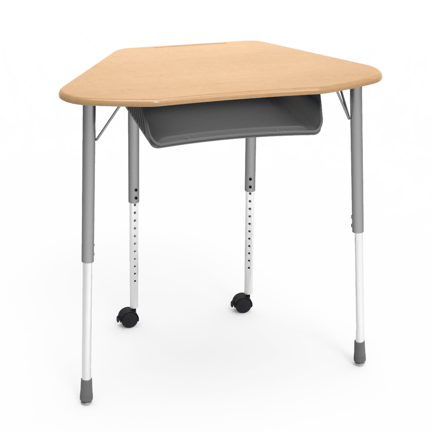 Virco ZUMA Series Hexagon Desk with Book Box Include Casters 33"W x 21"D x 22"-34"H (DESK-ZHEXBOXMC2) - SchoolOutlet