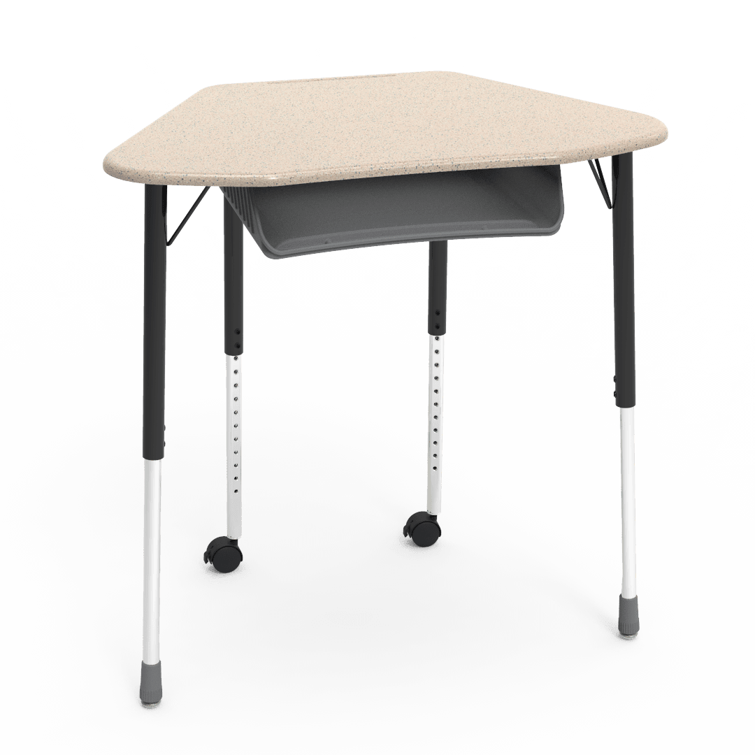 Virco ZUMA Series Hexagon Desk with Book Box Include Casters 33"W x 21"D x 22"-34"H (DESK-ZHEXBOXMC2) - SchoolOutlet