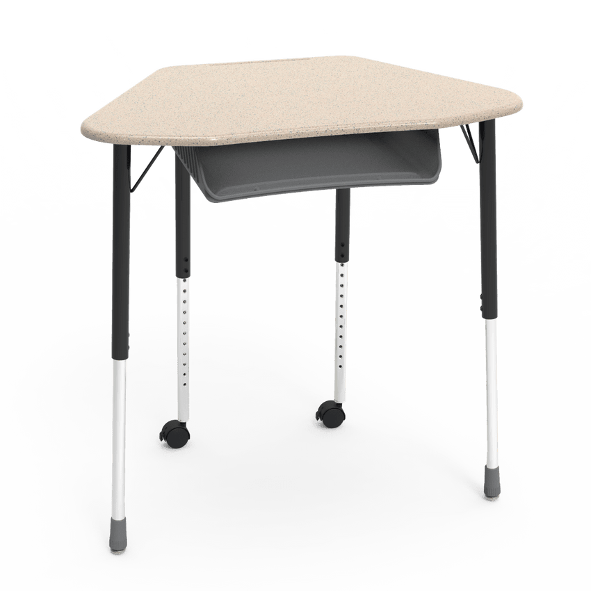 Virco ZUMA Series Hexagon Desk with Book Box Include Casters 33"W x 21"D x 22"-34"H (DESK-ZHEXBOXMC2) - SchoolOutlet