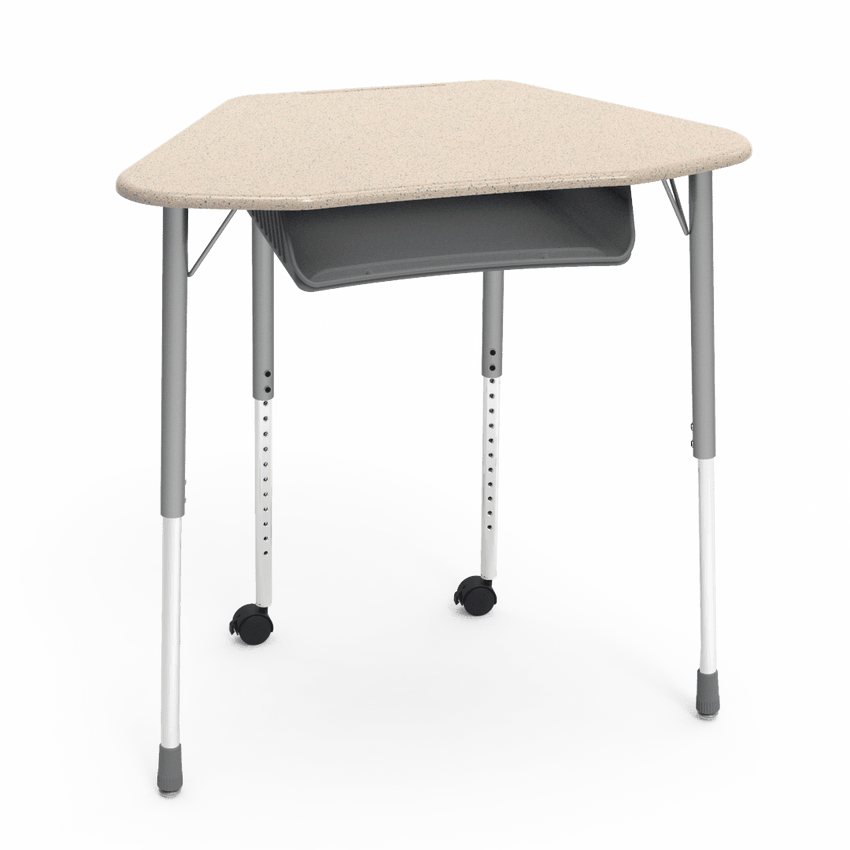 Virco ZUMA Series Hexagon Desk with Book Box Include Casters 33"W x 21"D x 22"-34"H (DESK-ZHEXBOXMC2) - SchoolOutlet