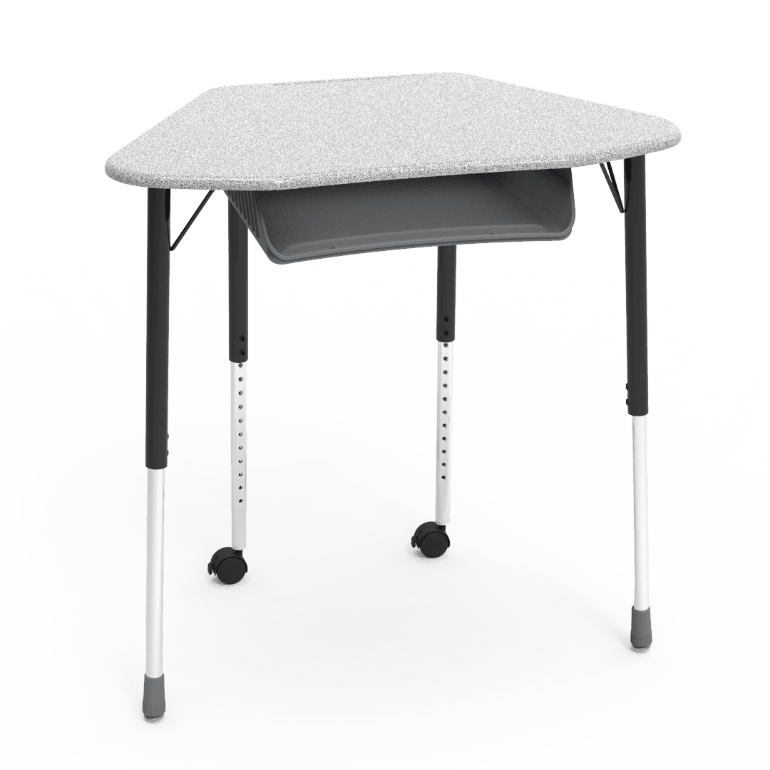Virco ZUMA Series Hexagon Desk with Book Box Include Casters 33"W x 21"D x 22"-34"H (DESK-ZHEXBOXMC2) - SchoolOutlet