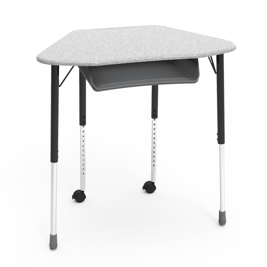 Virco ZUMA Series Hexagon Desk with Book Box Include Casters 33"W x 21"D x 22"-34"H (DESK-ZHEXBOXMC2) - SchoolOutlet