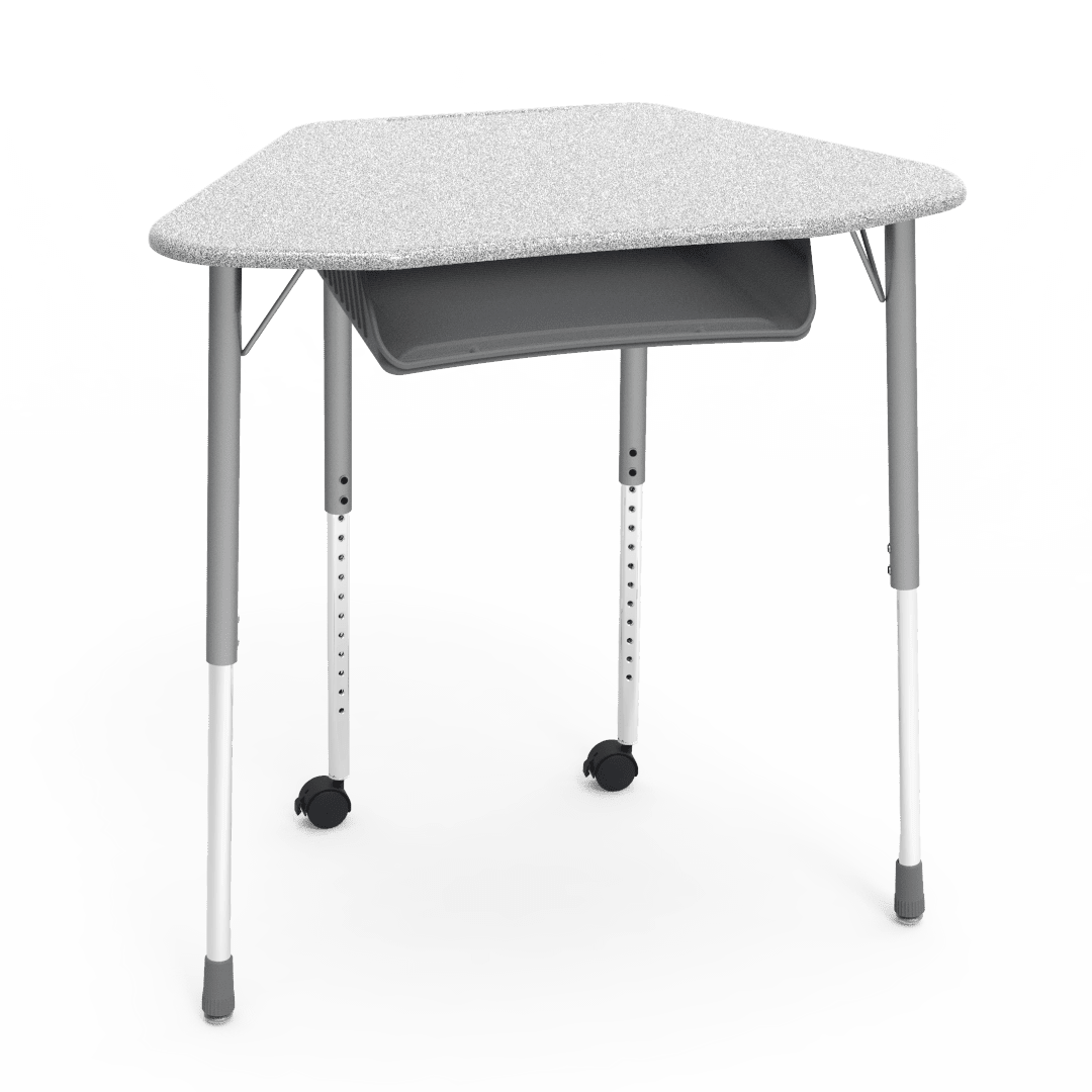 Virco ZUMA Series Hexagon Desk with Book Box Include Casters 33"W x 21"D x 22"-34"H (DESK-ZHEXBOXMC2) - SchoolOutlet
