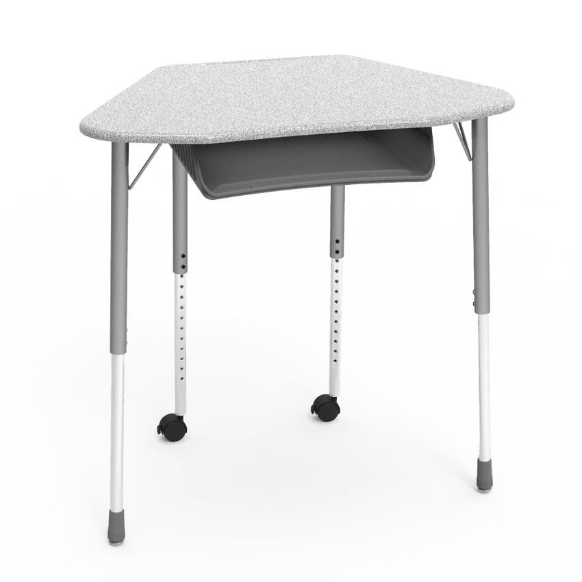 Virco ZUMA Series Hexagon Desk with Book Box Include Casters 33"W x 21"D x 22"-34"H (DESK-ZHEXBOXMC2) - SchoolOutlet