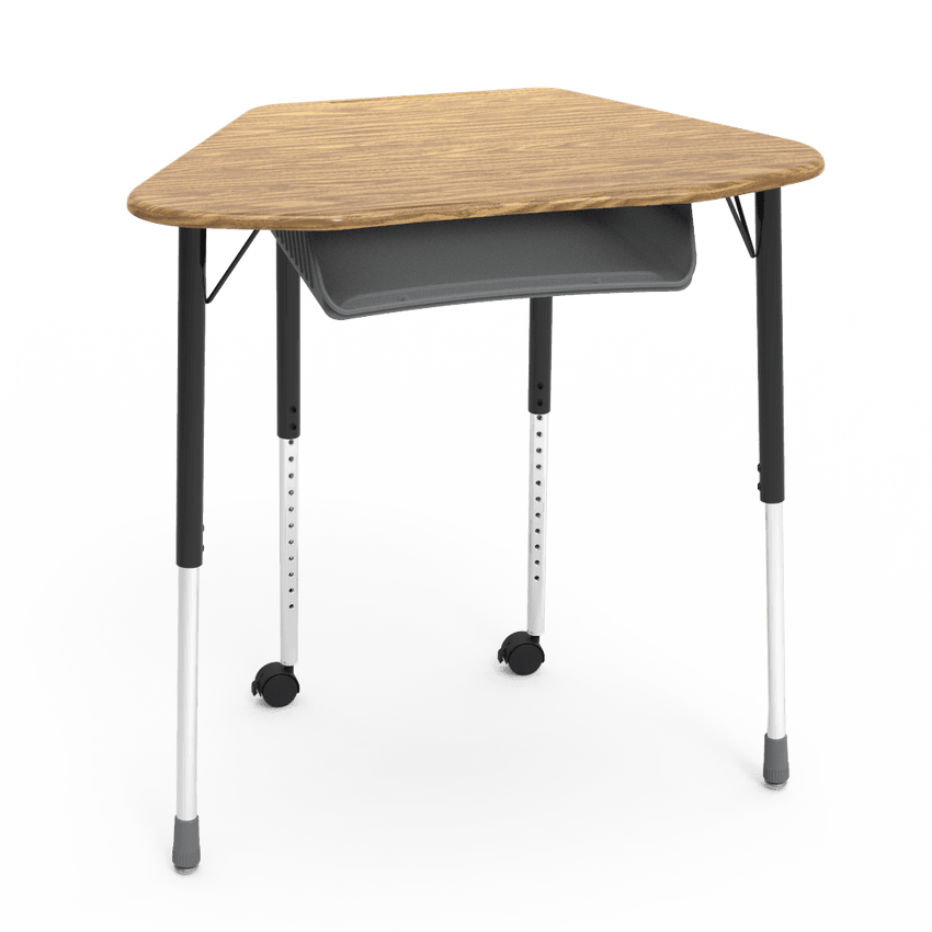 Virco ZUMA Series Hexagon Desk with Book Box Include Casters 33"W x 21"D x 22"-34"H (DESK-ZHEXBOXMC2) - SchoolOutlet