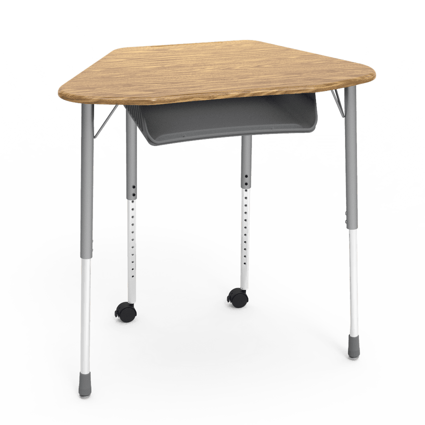 Virco ZUMA Series Hexagon Desk with Book Box Include Casters 33"W x 21"D x 22"-34"H (DESK-ZHEXBOXMC2) - SchoolOutlet