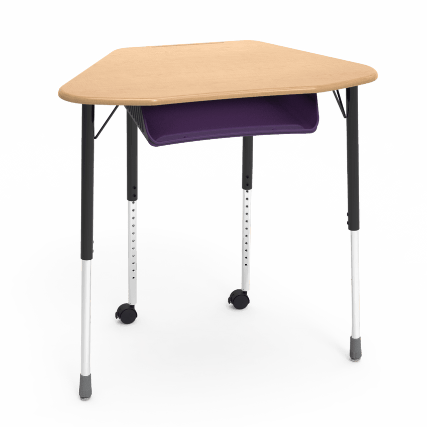 Virco ZUMA Series Hexagon Desk with Book Box Include Casters 33"W x 21"D x 22"-34"H (DESK-ZHEXBOXMC2) - SchoolOutlet