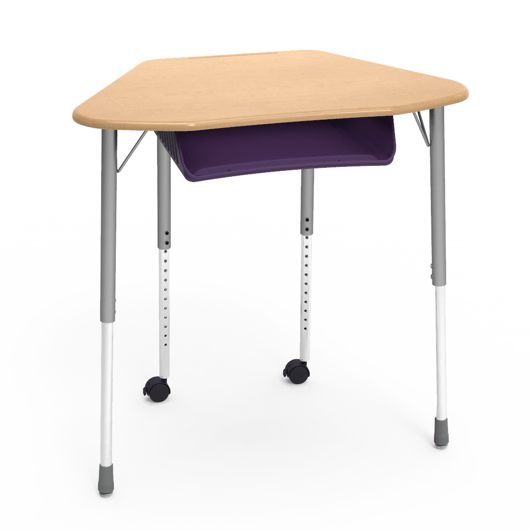 Virco ZUMA Series Hexagon Desk with Book Box Include Casters 33"W x 21"D x 22"-34"H (DESK-ZHEXBOXMC2) - SchoolOutlet