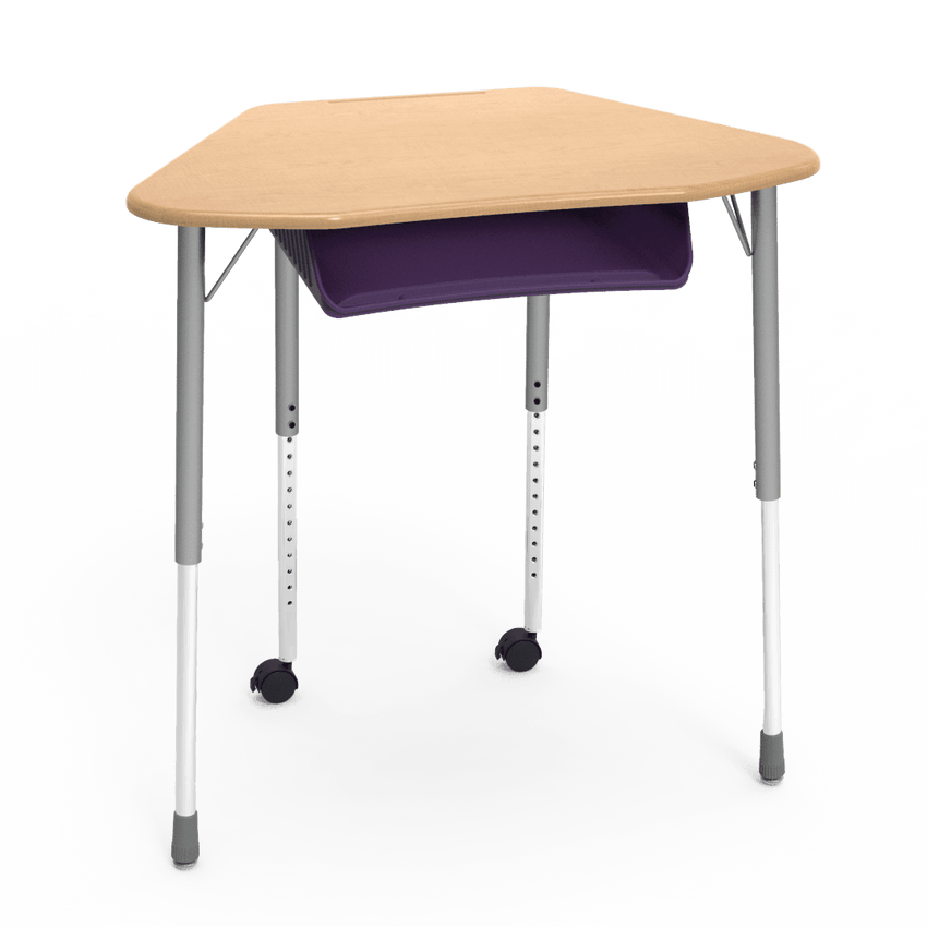 Virco ZUMA Series Hexagon Desk with Book Box Include Casters 33"W x 21"D x 22"-34"H (DESK-ZHEXBOXMC2) - SchoolOutlet