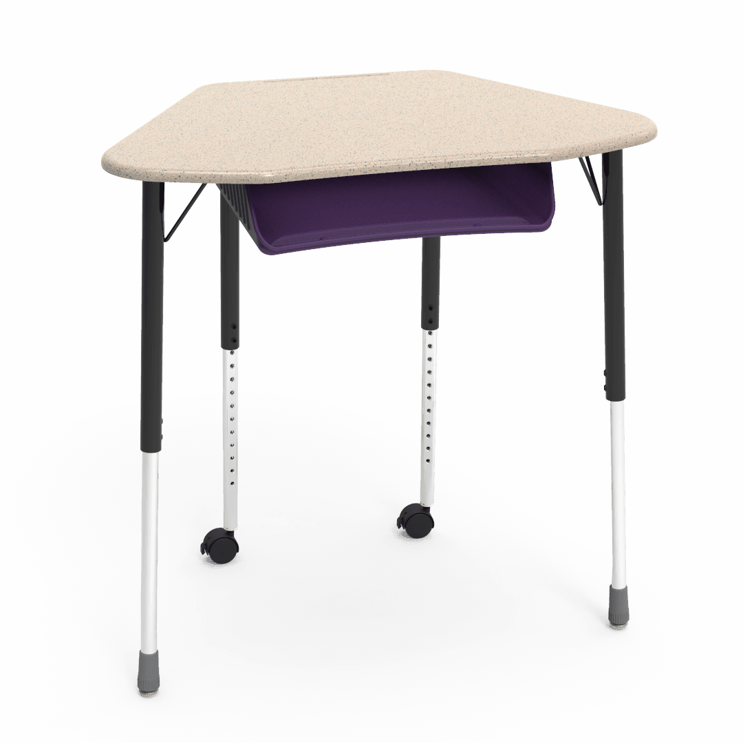 Virco ZUMA Series Hexagon Desk with Book Box Include Casters 33"W x 21"D x 22"-34"H (DESK-ZHEXBOXMC2) - SchoolOutlet
