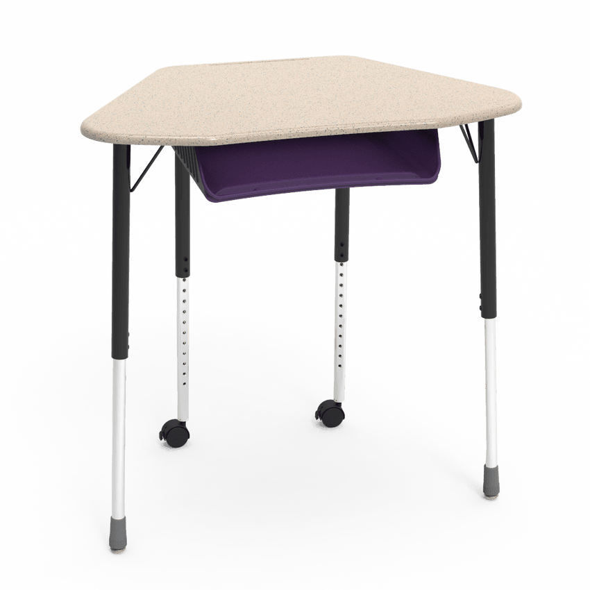 Virco ZUMA Series Hexagon Desk with Book Box Include Casters 33"W x 21"D x 22"-34"H (DESK-ZHEXBOXMC2) - SchoolOutlet