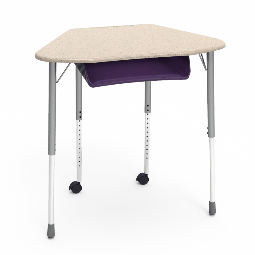 Virco ZUMA Series Hexagon Desk with Book Box Include Casters 33"W x 21"D x 22"-34"H (DESK-ZHEXBOXMC2) - SchoolOutlet