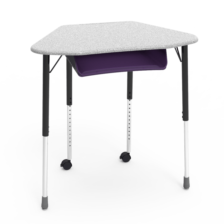 Virco ZUMA Series Hexagon Desk with Book Box Include Casters 33"W x 21"D x 22"-34"H (DESK-ZHEXBOXMC2) - SchoolOutlet