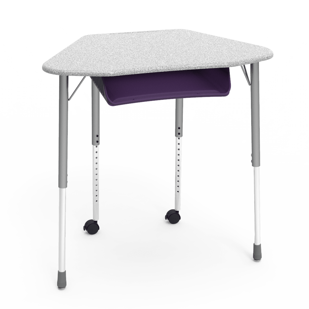 Virco ZUMA Series Hexagon Desk with Book Box Include Casters 33"W x 21"D x 22"-34"H (DESK-ZHEXBOXMC2) - SchoolOutlet