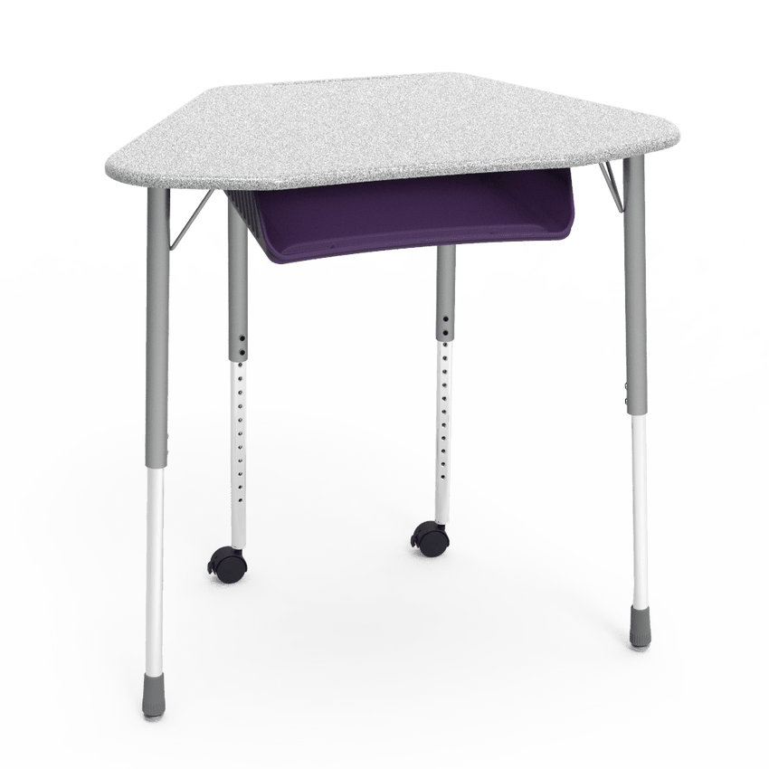 Virco ZUMA Series Hexagon Desk with Book Box Include Casters 33"W x 21"D x 22"-34"H (DESK-ZHEXBOXMC2) - SchoolOutlet